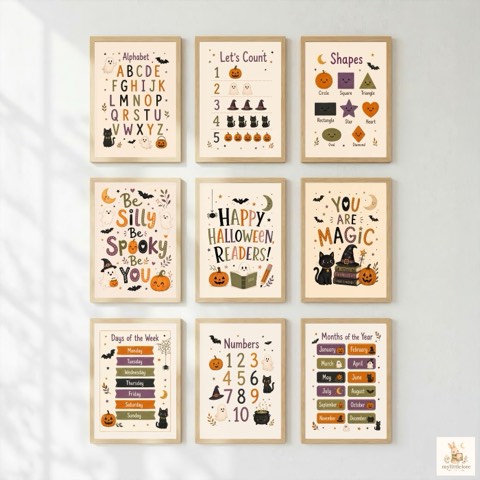 Halloween Nights prints in a child's room