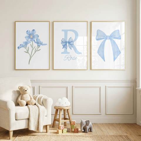 Powder Blue Bow Name Set