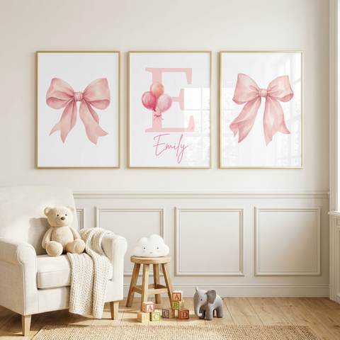 Coral Balloon Bow Name Set