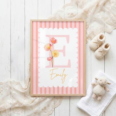Coral Stripe Name Print