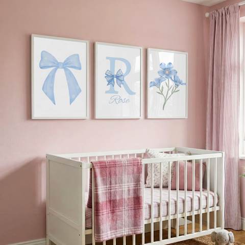 Powder Blue Bow Name Set