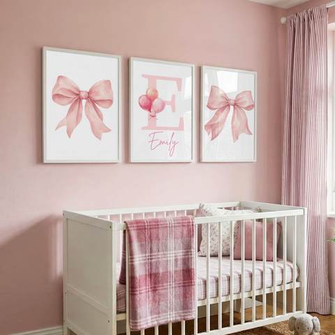 Coral Balloon Bow Name Set