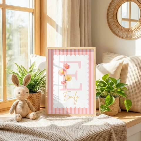 Coral Stripe Name Print