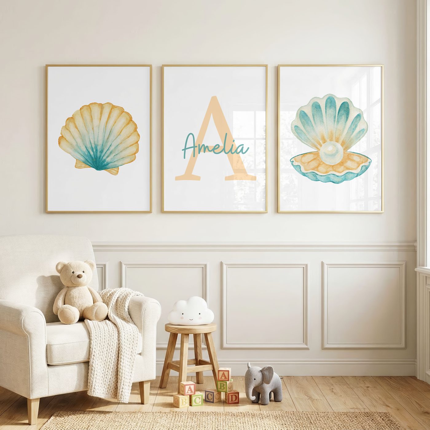 Teal Gold Coastal Name Set bundle