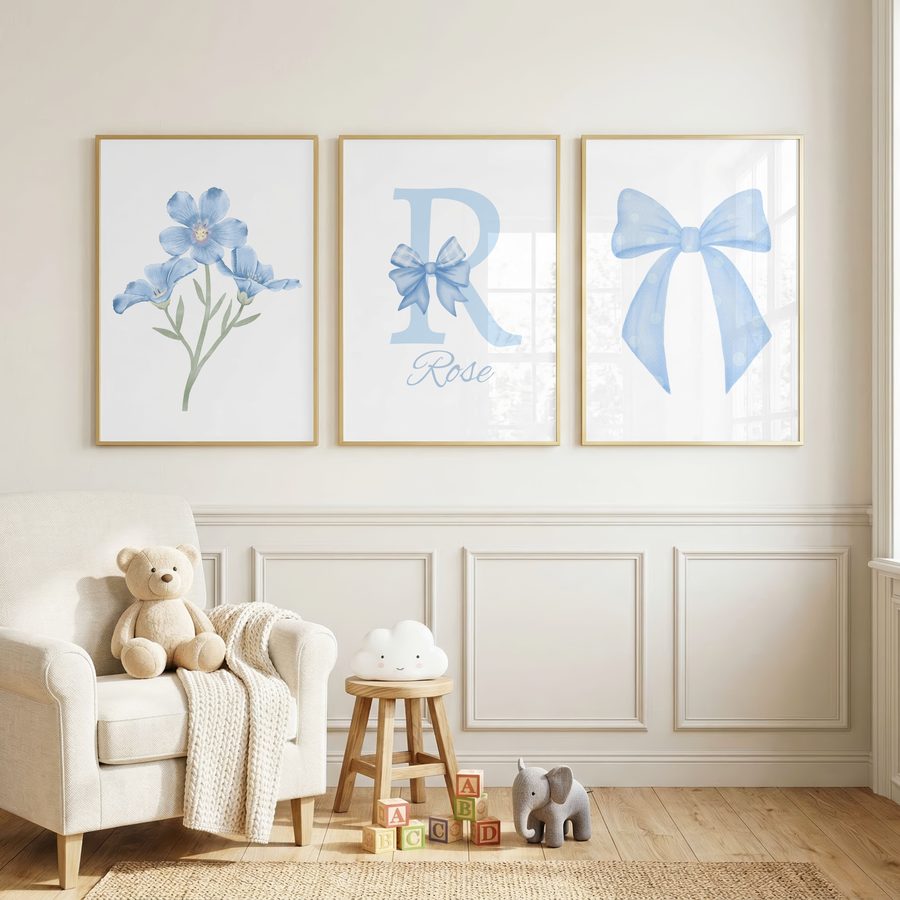 Powder Blue Bow Name Set